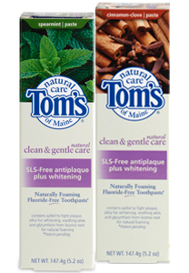 Toothpaste CleanandGentle Care SLS-free Antiplaque Whitening Spearmint 5.2 oz from TOM'S OF MAINE